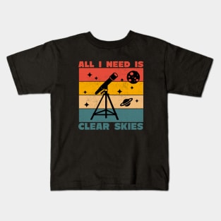 Astrophotography Telescope Clear Skies Kids T-Shirt
